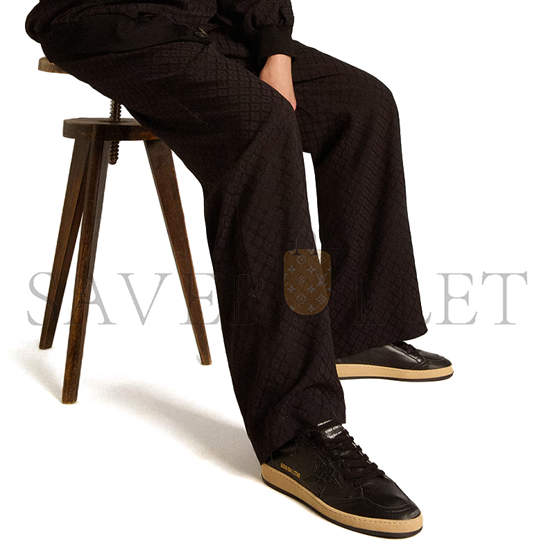 GOLDEN GOOSE BALL STAR IN BLACK NAPPA WITH BLACK GLITTER STAR AND SUEDE HEEL TAB GWF00117